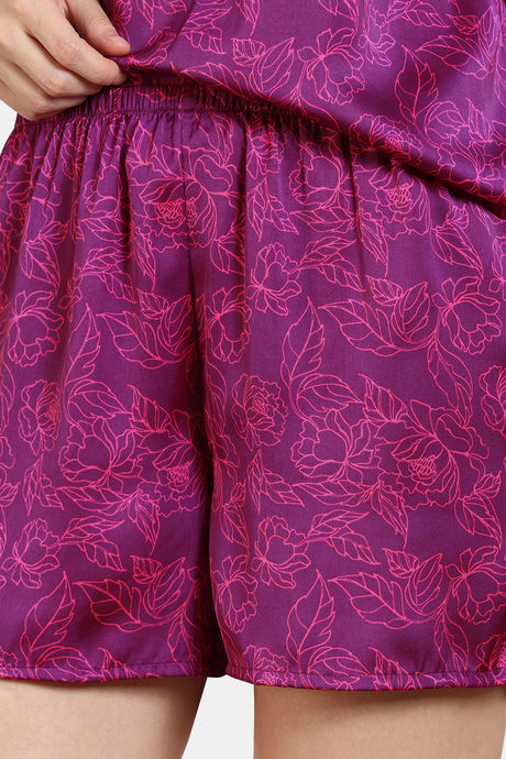 Zivame Primrose Woven Shorts Set - Dark Purple — image 6